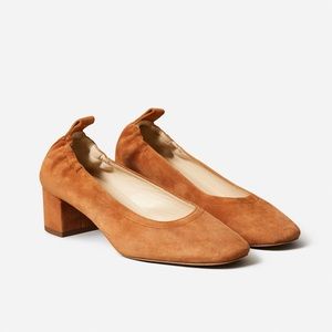 Everlane The Day Heel Cognac Suede